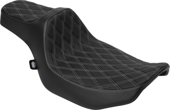 Drag Specialties Predator III 2-Up Seat Silver Double Diamond FLH/FLT 23-24