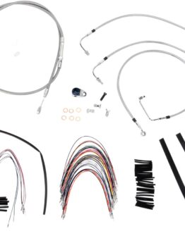 Extended Braided S.S. Control Cable Kit for Baggers - 14" tall bars (non-ABS)