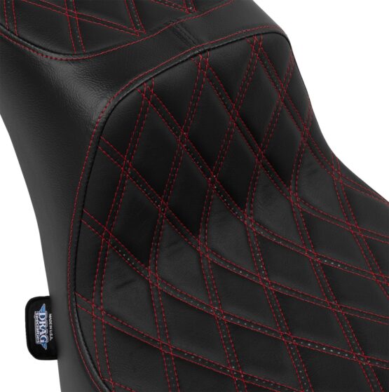Drag Specialties Performance Predator 2-Up Seat Black/Red For Harley FLST 00-17 - Image 3
