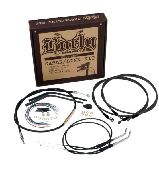 Extended Black Control Cable Kit for 12" Apehanger Bars