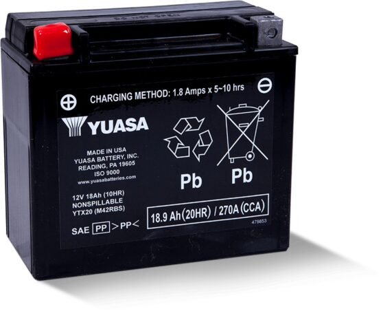 Yuasa YTX20 Maintenance Free AGM 12V Battery - Image 2