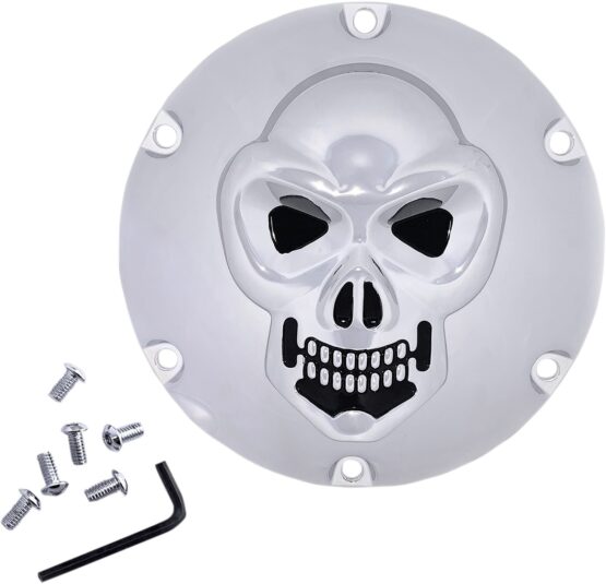 Drag Specialties Chrome 3-D Skull Derby Cover 6-Hole For Harley XL Models - Image 2