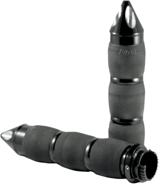 Metric Cruiser Grips Billet Spiked End Caps Black Anodized by Avon