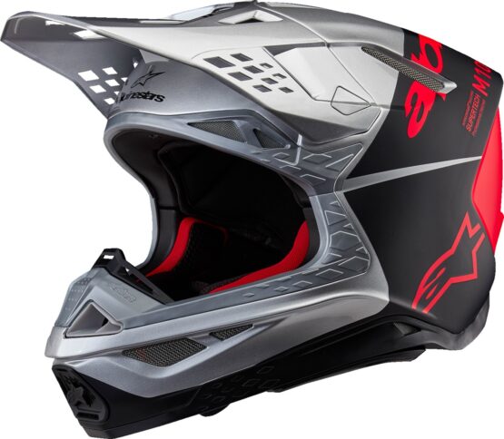 Alpinestars Supertech M10 Flood MIPS Helmet Gloss Silver/Black/Orange Large