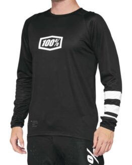 100% Youth R-Core Long Sleeve Jersey Black/WhiteYouth Large