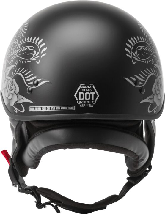 GMAX HH-65 Half Helmet Rose Naked Matte Black/Silver XS - Image 3