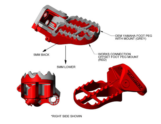 WORKS Offset Footpeg Mounts Yamaha YZ250F YZ450F 2023-2025 - Image 3