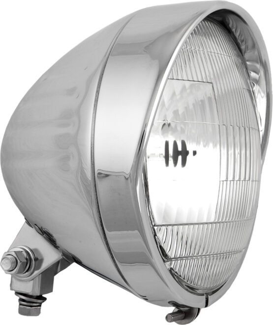 HardDrive 5.75 in Headlight Bottom Mount Chrome Grooved with Visor