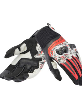 Dainese Mig 3 Unisex Leather Gloves Black/Red Spray/White 2XL