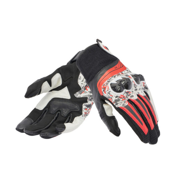 Dainese Mig 3 Unisex Leather Gloves Black/Red Spray/White 2XL