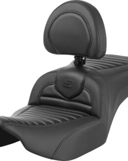 Saddlemen Roadsofa Seat w/ Backrest Tuck-n-Roll Carbon FLTR FLHX 23-24