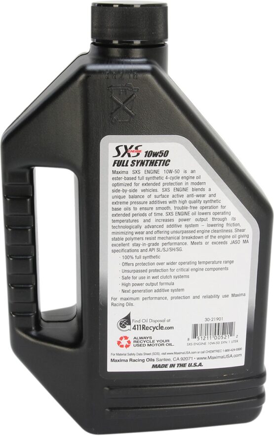 Maxima SXS 10W50 Full Synthetic Engine Oil 1L - Image 2