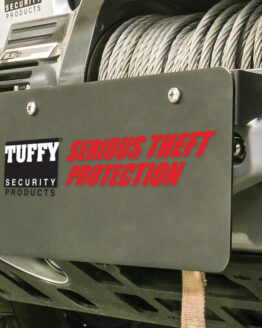 Tuffy Flip-Up License Plate Holder for Winch with Hawse Fairlead Black
