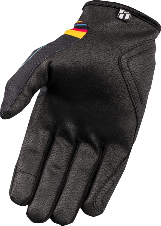 ICON Hooligan Lucky Lid Gloves 3XL Blue Yellow Black Men's Short Cuff - Image 3