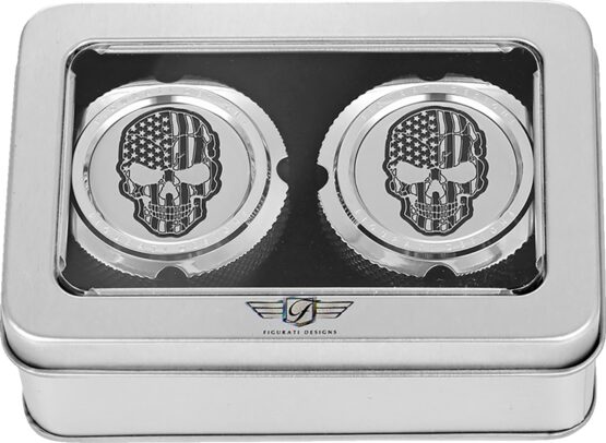 Figurati Designs Front Axle Nut Cover Silver American Flag Skull For Harley - Image 2