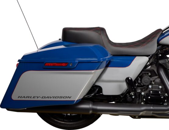 Drag Specialties Predator 2-Up Seat Vinyl Double Diamond Red Stitch FLH 08-23 - Image 3