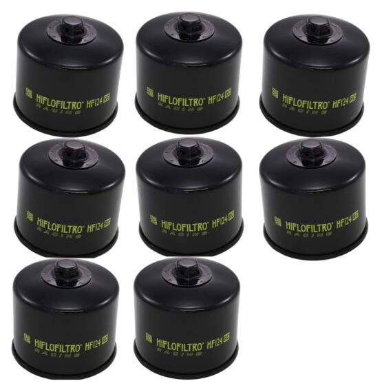 HifloFiltro Racing Oil Filter HF124RC - Replaces 16097-0009 For Kawasaki H2/H2R - 8 Pack
