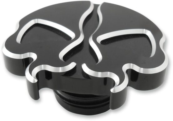 Drag Specialties Split Skull Gas Cap Non-Vented Black For Harley-Davidson