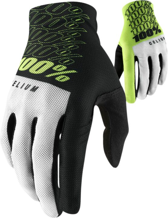 100% Men's Celium Motocross Gloves - Flo Yellow, Size M