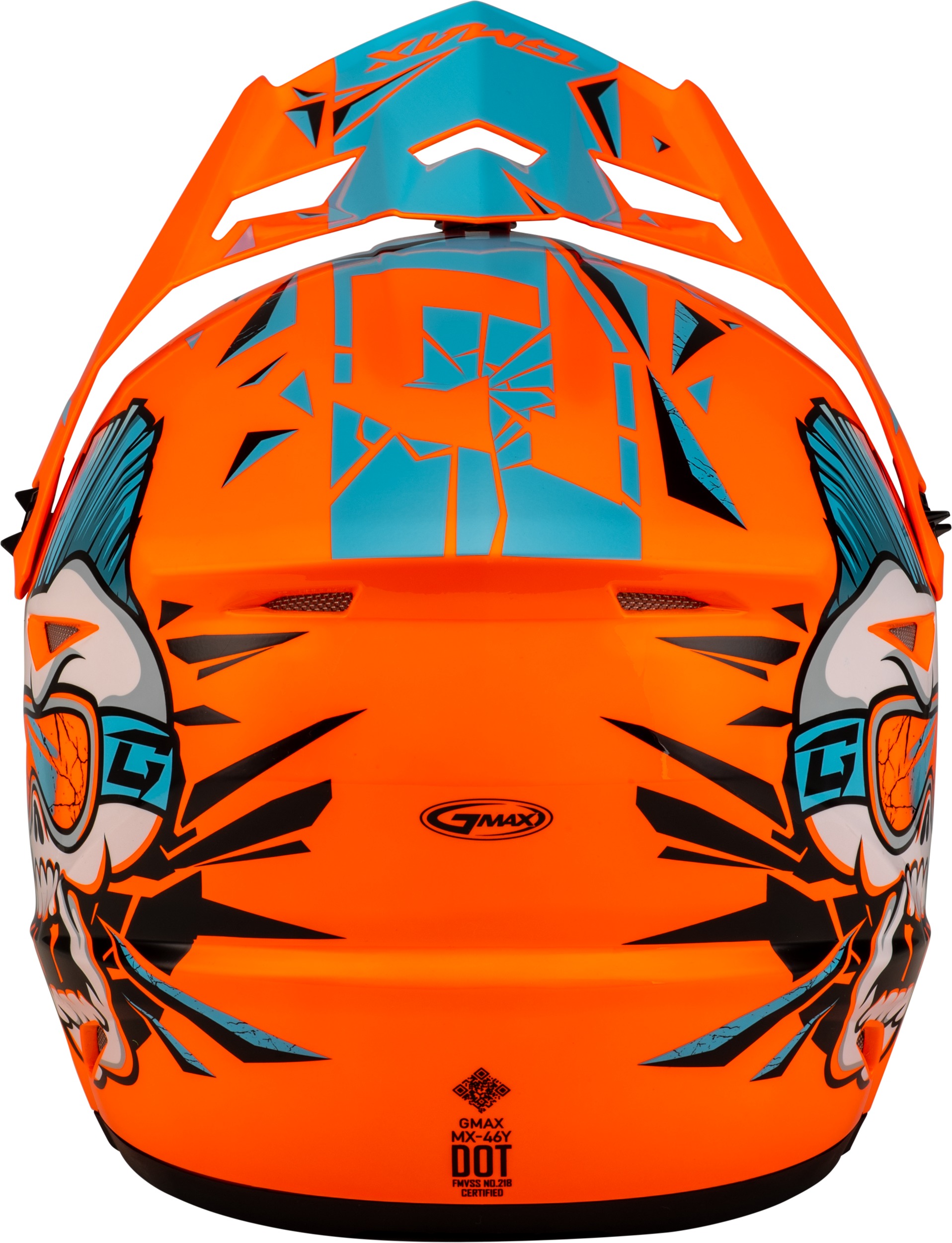 GMAX MX-46Y Unstable Youth Helmet Hi-Vis Orange/Blue Medium - Image 3