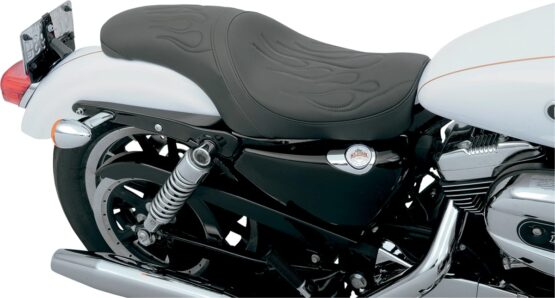 Drag Specialties Predator Seat Flame Stitched Black For Harley XL '04-'22 - Image 3