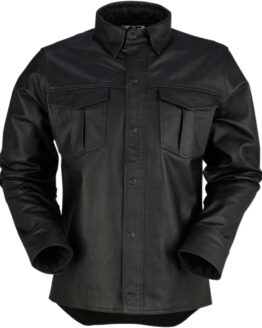 Z1R Motz Leather Shirt Black Men's Large