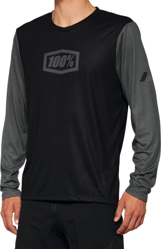 100% Men's Airmatic Long Sleeve Jersey, Black, Size M