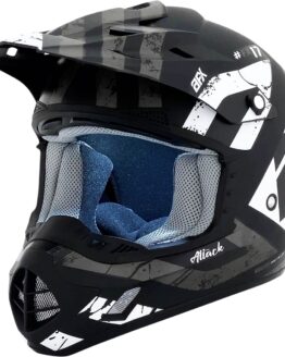 AFX FX-17 Attack MX Helmet Matte Black Silver Adult Small