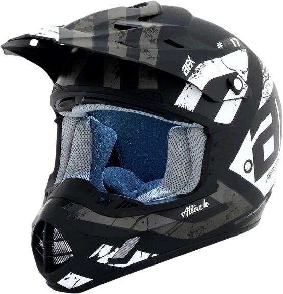 AFX FX-17 Attack Helmet Matte Black Silver Large