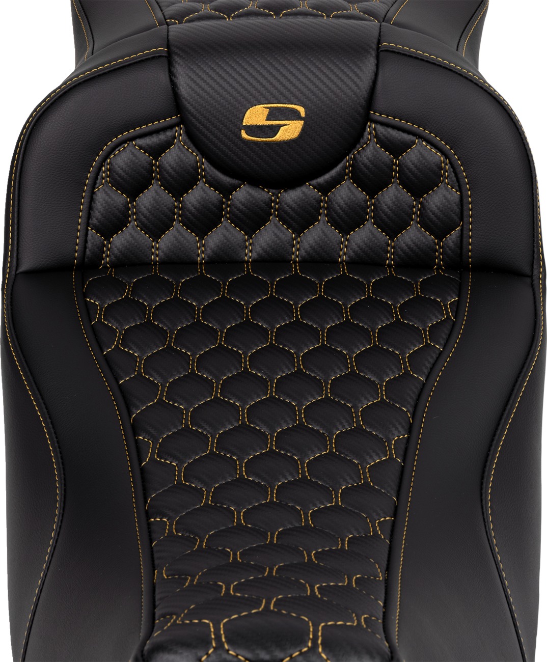 Saddlemen Roadsofa Honeycomb Seat Gold Stitch Extended Reach FLH/FLT 08-24 - Image 3