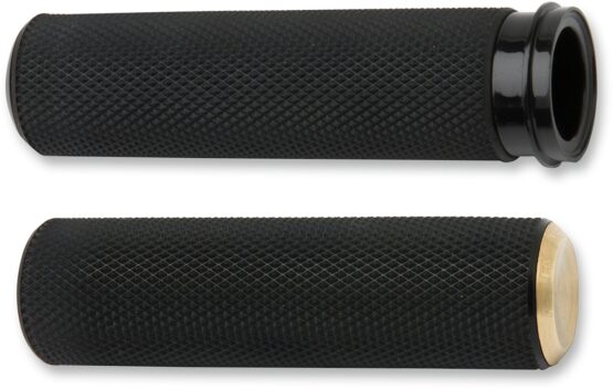 Arlen Ness Cable Style Fusion Series Grips Knurled Rubber w/ Brass - Image 2
