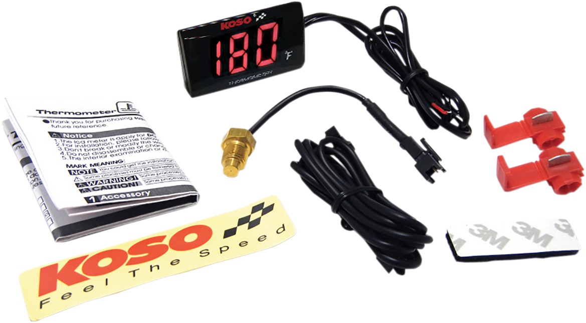 Koso Super Slim Temperature Gauge Red LCD Display Electronic Universal - Image 3