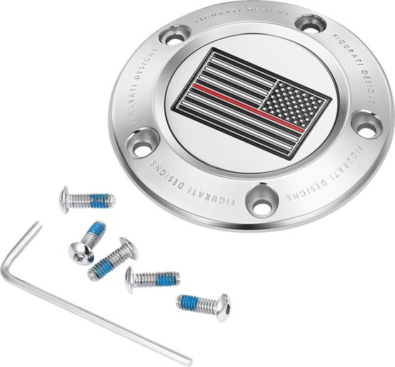 FIGURATI DESIGNS 5-Hole Red Line American Flag Timing Cover Stainless HD