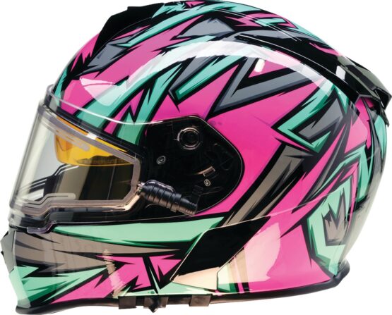 Z1R Warrant Neuron Snow Electric Helmet - Large, Black/Teal/Pink - Image 4