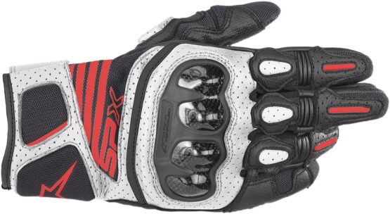 SPX Air Carbon V2 Motorcycle Gloves Black/White/Red Medium