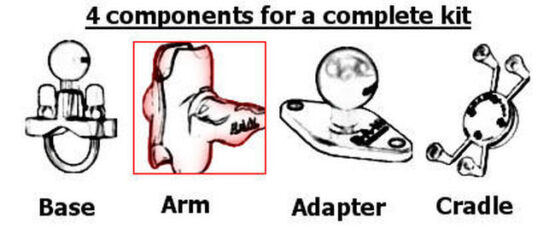 Ram Arm - 6.25" Long Double Socket Arm For 1" Ball Bases IN BAG - Image 2