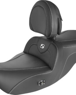 Saddlemen Heated Roadsofa Seat Carbon Fiber w/ Backrest For FLH/FLHR/FLHX