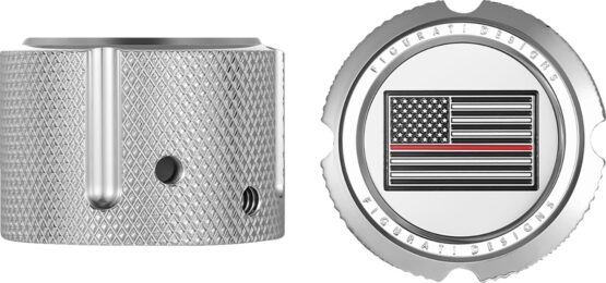 FIGURATI DESIGNS Front Axle Nut Cover Red Line Flag Silver Harley For Harley-Davidson - Image 2