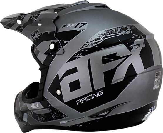 AFX FX-17 Attack Helmet Matte Black Frost Gray XS Adult Unisex - Image 3