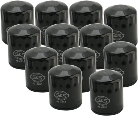 S&S Cycle Black Oil Filter 12 Pack For Harley-Davidson 99-23 Models