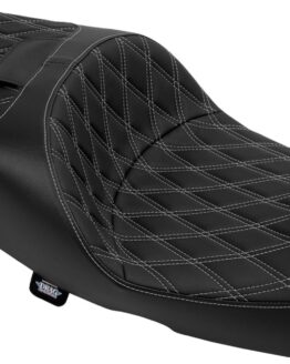 Drag Specialties Extended Reach Freedom Seat Vinyl Double Diamond Silver FLT/FLH 09-24