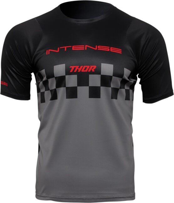 Thor Intense Assist Chex Short-Sleeve Jersey Gray/Black/Red Men's M