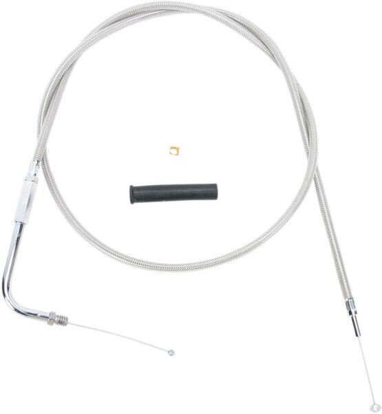 Drag Specialties Stainless Braided Throttle Cable 44in For Harley-Davidson