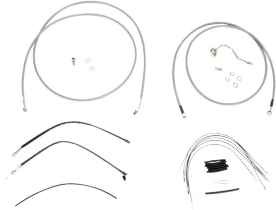 Burly Brand Braided Stainless Control Cable Kit For 15" Bagger Bars ABS