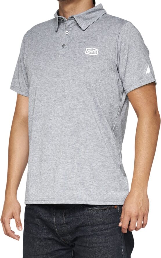 100 Percent Corpo Polo Shirt Heather Gray White Men's Large