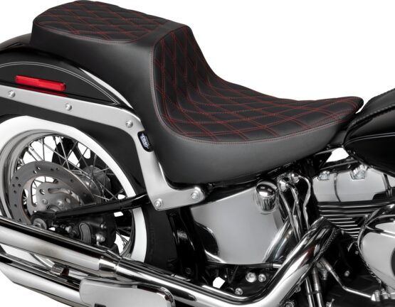 Drag Specialties Performance Predator 2-Up Seat Black/Red For Harley FLST 00-17 - Image 4
