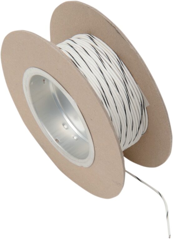 White / Black 18 Gauge Color Match Primary Wire - 100' Spool