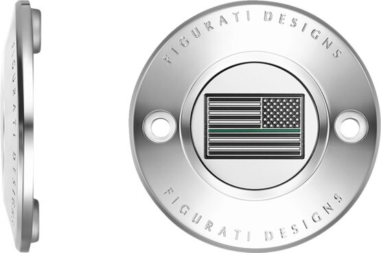 Figurati Designs Timing Cover 2 Hole Green Line Flag Stainless Steel For Harley-Davidson - Image 3