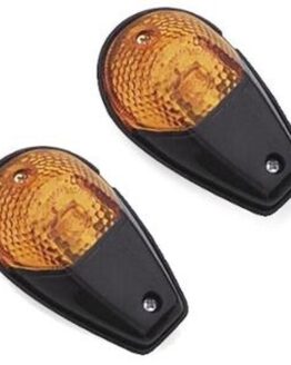 Flush Mount Mini Marker Lights - Amber Lens Clear Bulb Black Shell