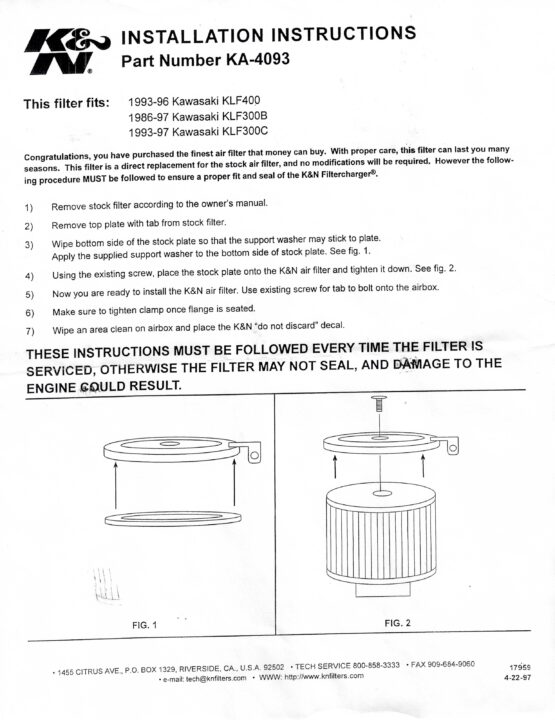 Washable/High Flow Air Filter - Image 2